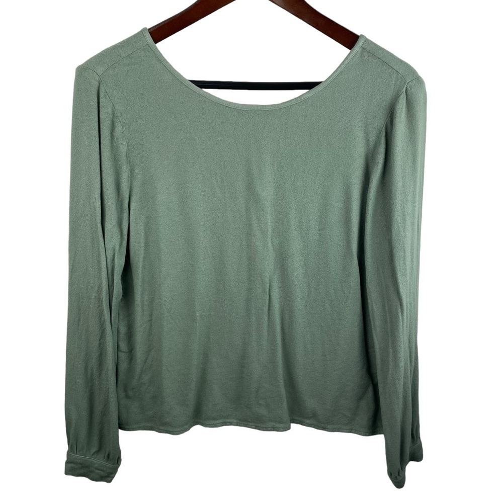 Cloth & Stone | Sage Green Tie Back Button Long Sleeve Top